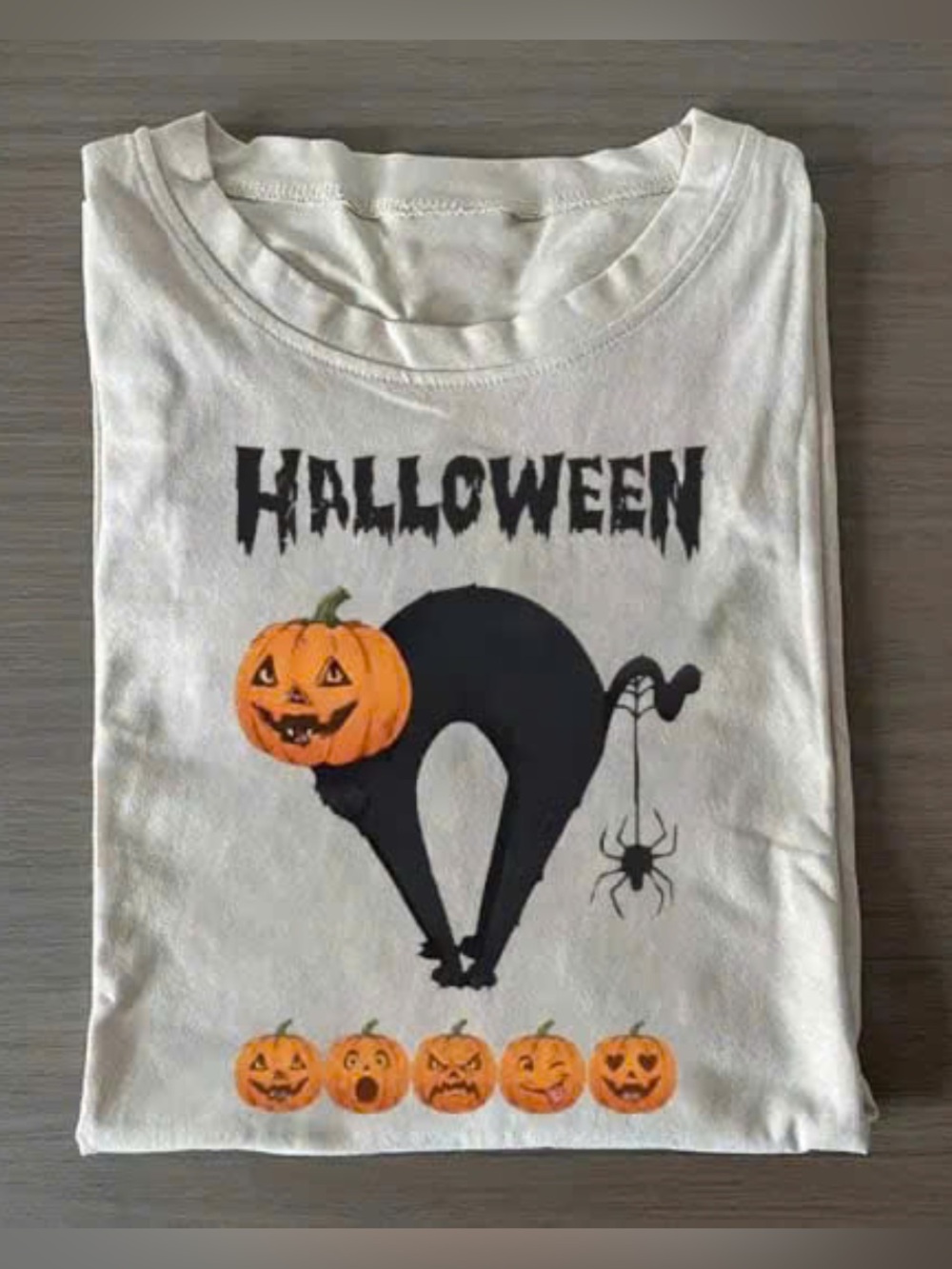 Gildan White Halloween Pumpkin Cat Tee Unisex Vintage